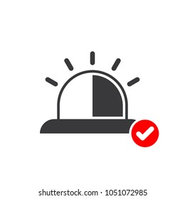 Emergency icon with check sign. Emergency icon and approved, confirm, done, tick, completed symbol. Vector icon