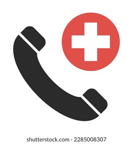 Emergency icon number call, ambulance hotline contact phone health medical