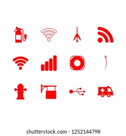 emergency icon set about fighter, ambulanse, life ring and hospital vector set