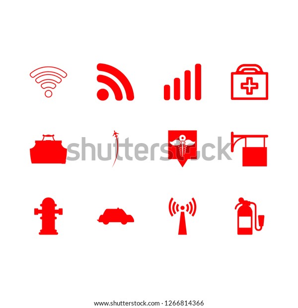emergency icon set about pharmacy\
location, first aid kit, fighter and hospital vector\
set