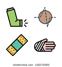 emergency icon set. vector set about inhaler, band aid, injury and cardiogram icons set.