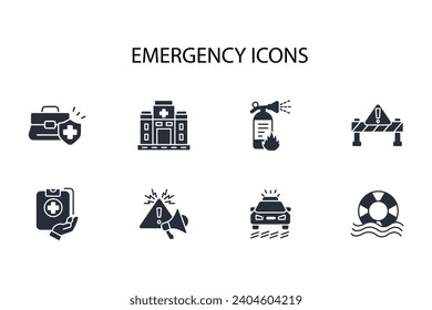 Emergency icon set.vector.Editable stroke.linear style sign for use web design,logo.Symbol illustration.