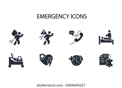 Emergency icon set.vector.Editable stroke.linear style sign for use web design,logo.Symbol illustration.