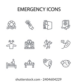 Emergency icon set.vector.Editable stroke.linear style sign for use web design,logo.Symbol illustration.