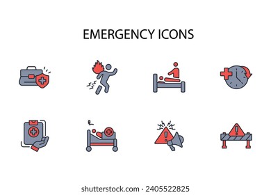 Emergency icon set.vector.Editable stroke.linear style sign for use web design,logo.Symbol illustration.