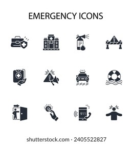 Emergency icon set.vector.Editable stroke.linear style sign for use web design,logo.Symbol illustration.