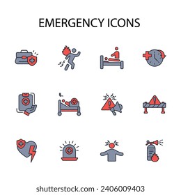 Emergency icon set.vector.Editable stroke.linear style sign for use web design,logo.Symbol illustration.