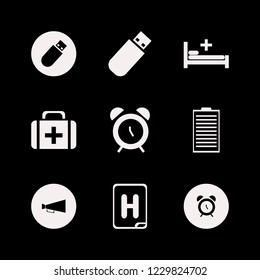 emergency icon. emergency vector icons set alarm, hospital sign, first aid bag and medical report