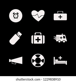 emergency icon. emergency vector icons set hospital bed, loud speaker, alarm and lifebuoy
