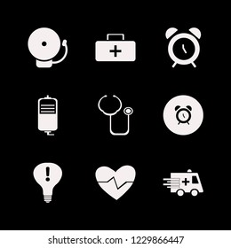 emergency icon. emergency vector icons set stethoscope, alarm, drop counter and school bell