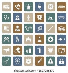 Emergency Icons. Grunge Color Flat Design. Vector Illustration.