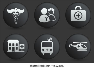 Emergency Icons on Black Internet Button Collection Original Illustration