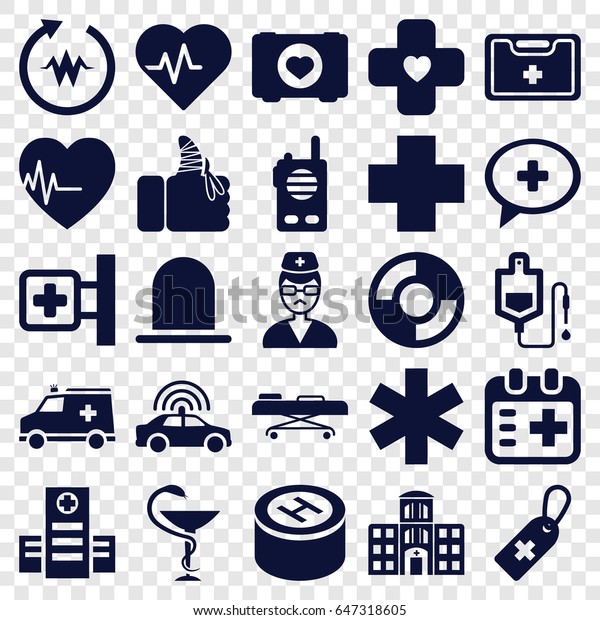Emergency icons set. set of 25\
emergency filled icons such as police car, siren, case with heart,\
medical cross, hospital, medical cross tag, drop counter,\
doctor