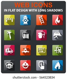 emergency icons set in flat design with long shadow