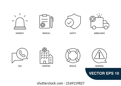 emergency icons set . emergency pack symbol vector elements for infographic web