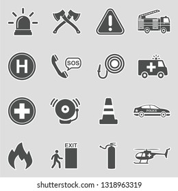 Emergency Icons. Sticker Design. Vector Illustration.