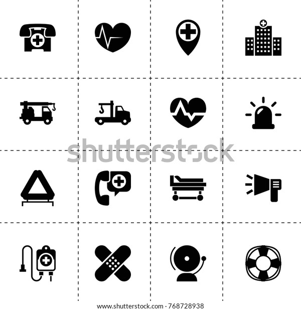 Emergency icons. vector\
collection filled emergency icons. includes symbols such as tow\
truck, siren, car emergency sign, megaphone. use for web, mobile\
and ui design.