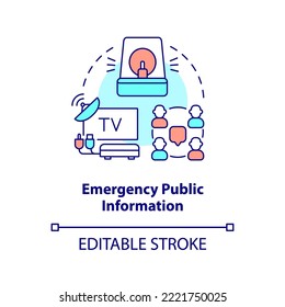 Emergency information concept icon. Communication. Public health preparedness abstract idea thin line illustration. Isolated outline drawing. Editable stroke. Arial, Myriad Pro-Bold fonts used