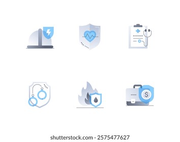 Emergency insurance - flat design style icons set