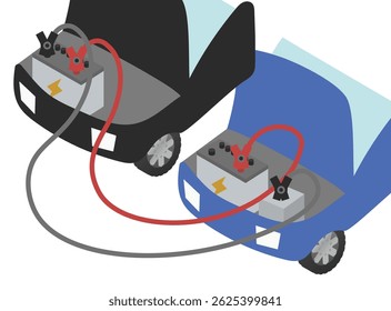 Emergency jump start for a dead car battery, Image illustration of car battery charging