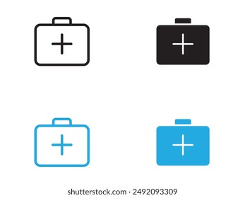 Icono de kit de emergencia en blanco y negro con contorno de Vector