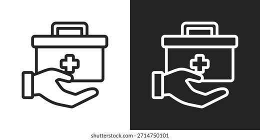 Emergency Kit Icon In Black And White Line Style