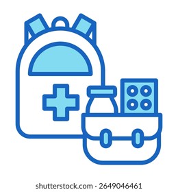 Ilustración vectorial azul del icono del kit de emergencia