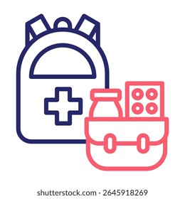 Ilustración vectorial de color del icono del kit de emergencia