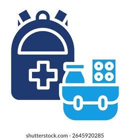 Ilustración vectorial de llenado de iconos de kit de emergencia