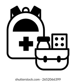 Ilustración vectorial mixta del icono del kit de emergencia