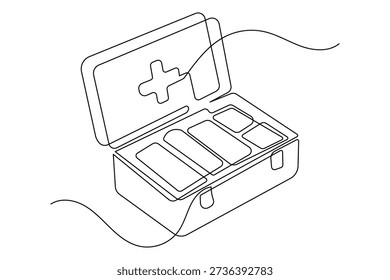 Emergency kit icon single line art minimalist design isolated outline medical illustration