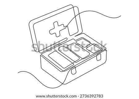 Emergency kit icon single line art minimalist design isolated outline medical illustration