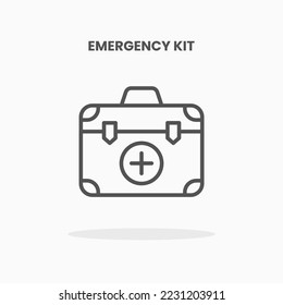 Estilo de línea de ilustración vectorial de icono del kit de emergencia. Gran diseño para web, aplicación y más. Estroque editable y píxel perfecto.