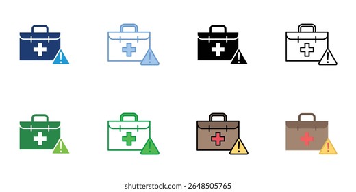 Emergency Kit Icons Set Vector Multiple Style Collection