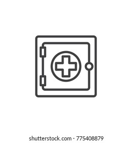 Emergency kit line icon, outline vector sign, linear style pictogram isolated on white. Medicine chest symbol, logo illustration. Editable stroke