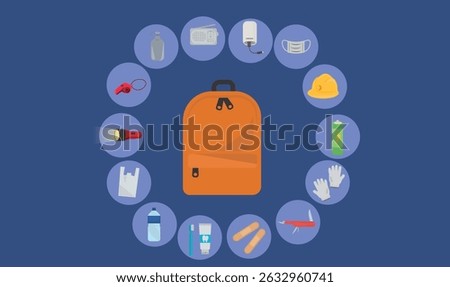 Emergency Kit Vector Set  Earthquake Preparedness Items amd Survival Essentials