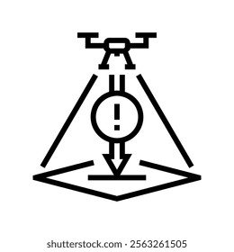 emergency landing unmanned aerial vehicle line icon vector. emergency landing unmanned aerial vehicle sign. isolated contour symbol black illustration