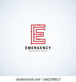 Emergency Letter E Logo Design Template