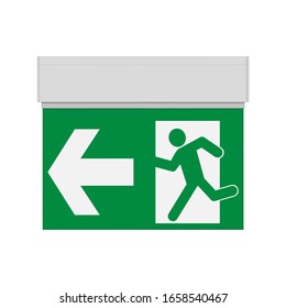 Emergency light for signage, realistic vector illustration. Green exit sign. Design element.