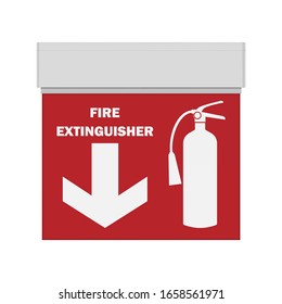 Emergency light for signage, realistic vector illustration. Red fire extinguisher sign. Design element.