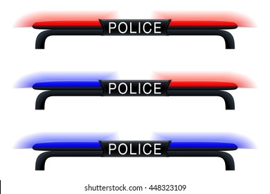 Emergency Lights. Blue And Red Police Car Siren. Illustration Isolated On White Background