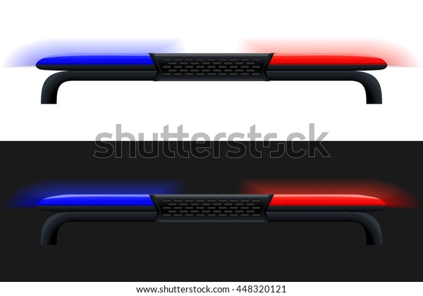 Emergency Lights. Blue and Red Police\
Car Siren. Illustration Isolated on White\
Background