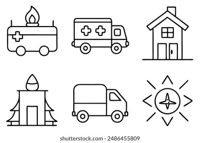 Emergency Line Art Illustration Conceptual Drawing of Urgent Care