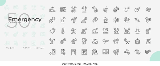 Emergency Line Editable Icons set. Vector illustration in modern thin line style of Emergency icons: safety, urgency, help, etc