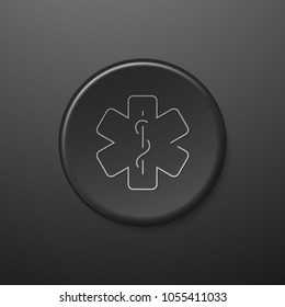 Emergency Line Icon. Black Push-Button