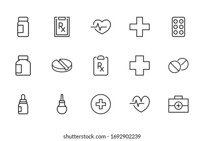 Emergency line icons set. Stroke vector elements for trendy design. Simple pictograms for mobile concept and web apps. Vector line icons isolated on a white background. 
