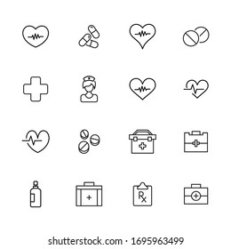 Emergency line icons set. Stroke vector elements for trendy design. Simple pictograms for mobile concept and web apps. Vector line icons isolated on a white background. 
