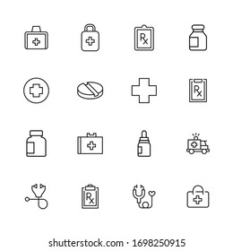Emergency line icons set. Stroke vector elements for trendy design. Simple pictograms for mobile concept and web apps. Vector line icons isolated on a white background. 
