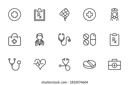 Emergency line icons set. Stroke vector elements for trendy design. Simple pictograms for mobile concept and web apps. Vector line icons isolated on a white background.