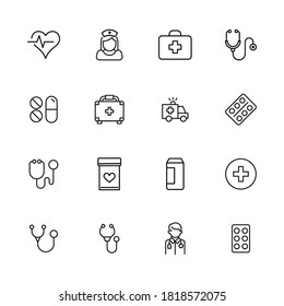 Emergency line icons set. Stroke vector elements for trendy design. Simple pictograms for mobile concept and web apps. Vector line icons isolated on a white background.